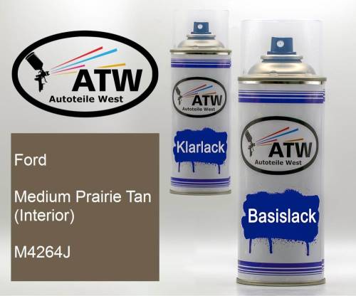 Ford, Medium Prairie Tan (Interior), M4264J: 400ml Sprühdose + 400ml Klarlack - Set, von ATW Autoteile West.